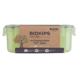 KOMAX BIOKIPS CONTENEDOR HERMETICO NATURE RECTANGULAR RD3 #73267 900ML C 2 DIVISIONES UND-01