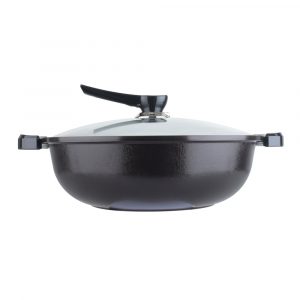 QUEENSENSE SARTEN WOK JUMBO CON CUBIERTA DE TEFLON Y CMANGO 36CM J3DW-36 UND-01