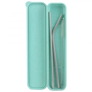 SOL SORBETE ACERO INOX RECTO Y OBLICUO + CEPILLO CESTUCHE HK1221 SET-02